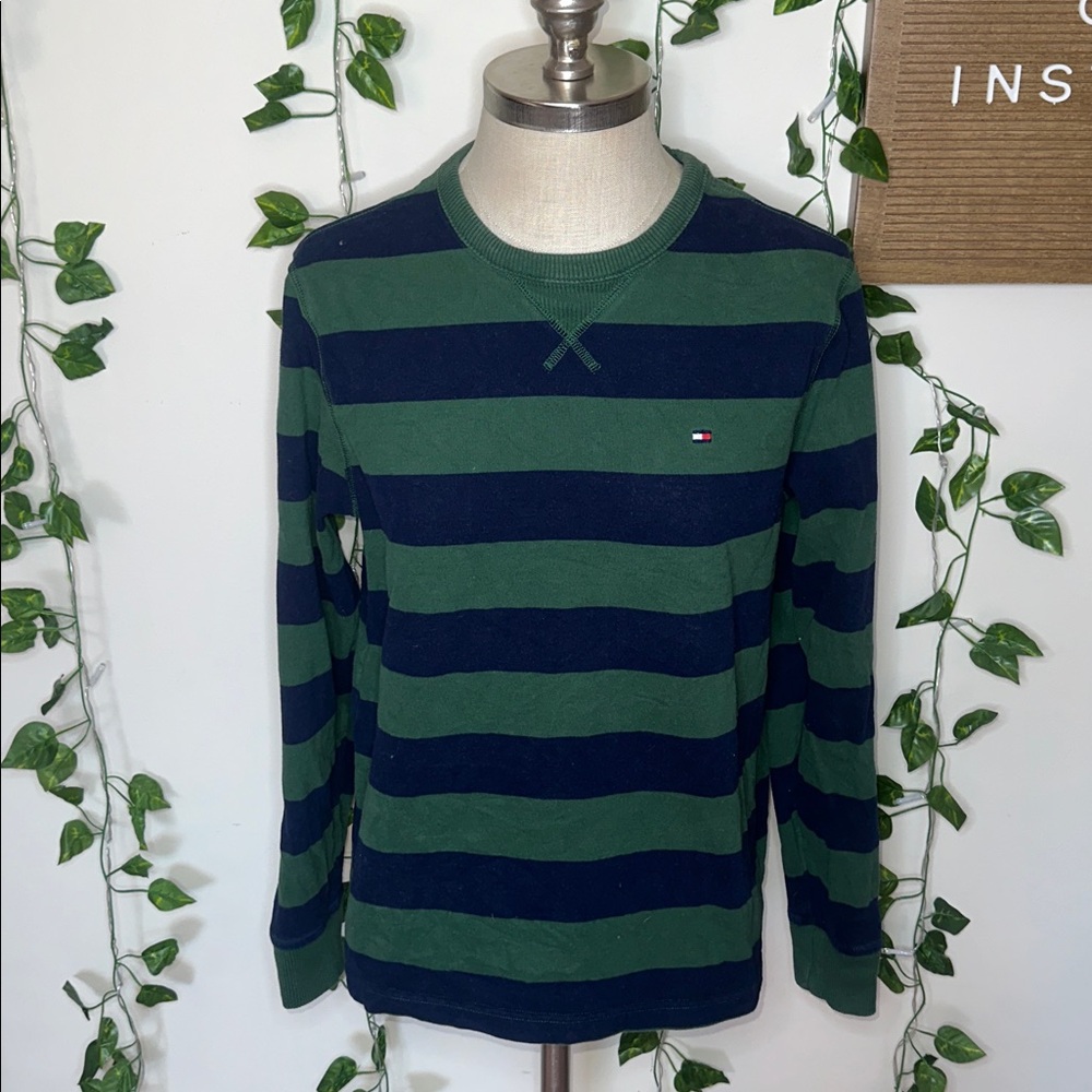 Tommy Hilfiger Blue Green Striped Long Sleeve Shirt